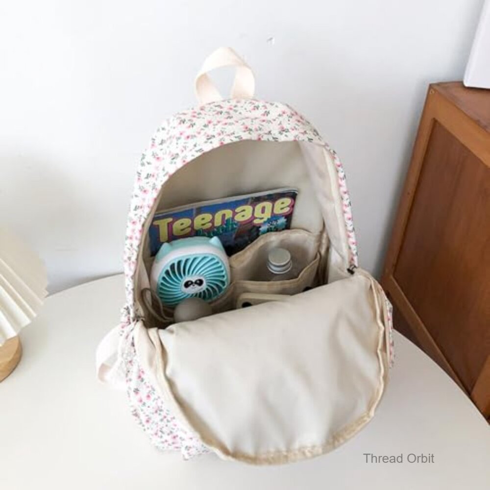 Cotton Canvas Daypack Backpack with 8 Pockets, Waterproof Travel Bag - Picture 4 of 7